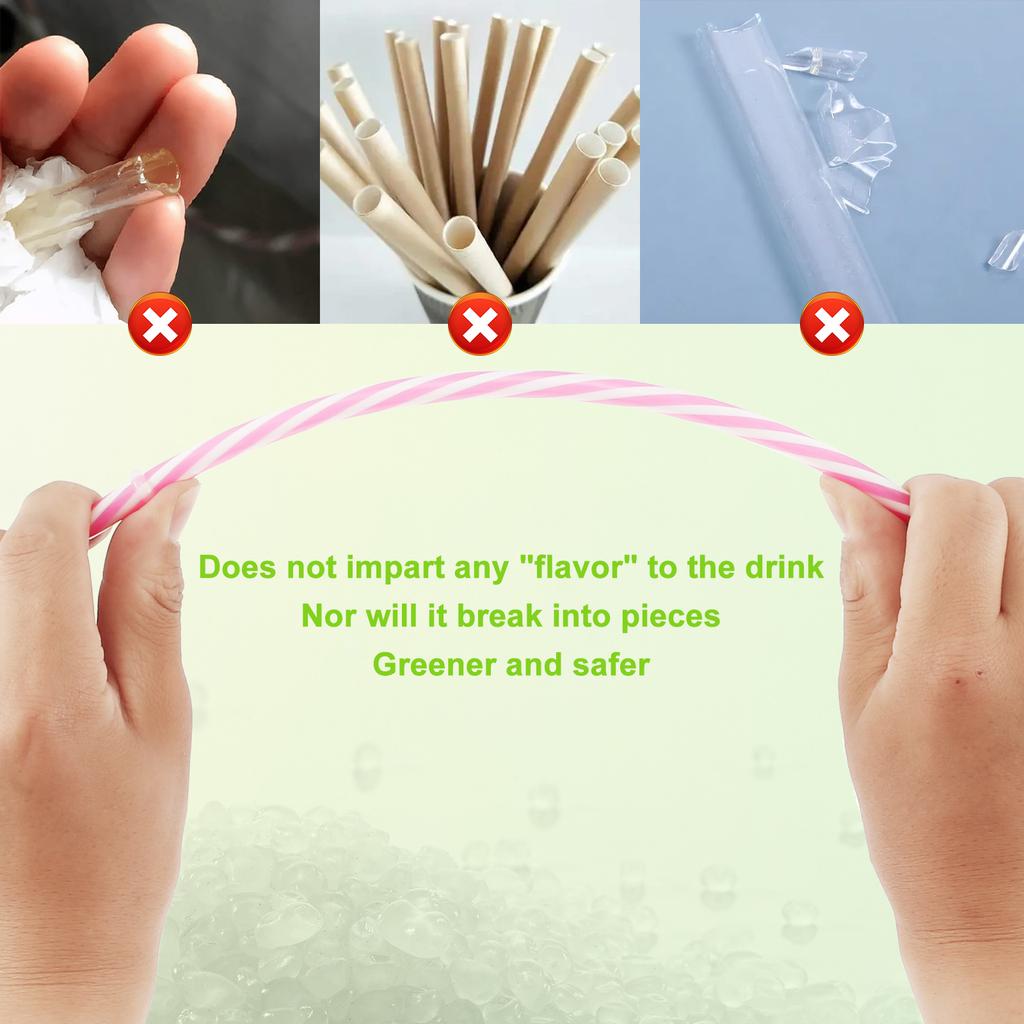 24Pcs Drinking Striped Straws Reusable Hard Plastic Straws with Cleaning Brush Candy-Striped Wedding Party Decor Drinking Straws