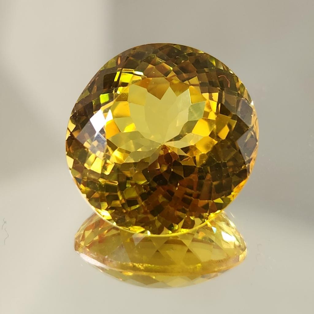 Natural Ceylon Yellow Sapphire 16 MM Round Shape Flawless Certified Gemstone