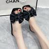 Fashion Aphixta Butterfly Knot Summer Beach Shoes Flat With Heel Slippers Women Sweet Bow Mulers Outside Sandals Square Toe Slipper