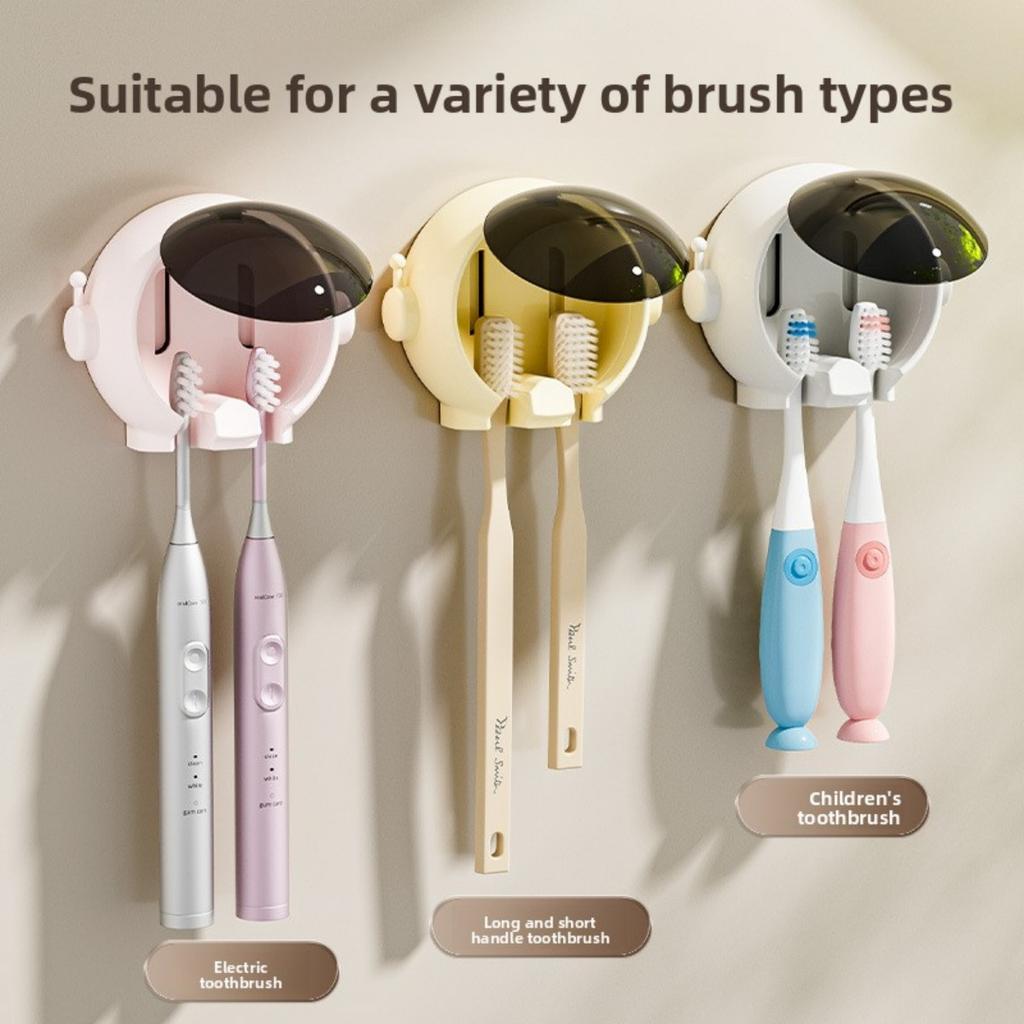 Cartoon Wall Mounted Non Perforated Bathroom Storage Rack, Electric Children's Toothbrush Holder, Household Couple Toothbrush Holder