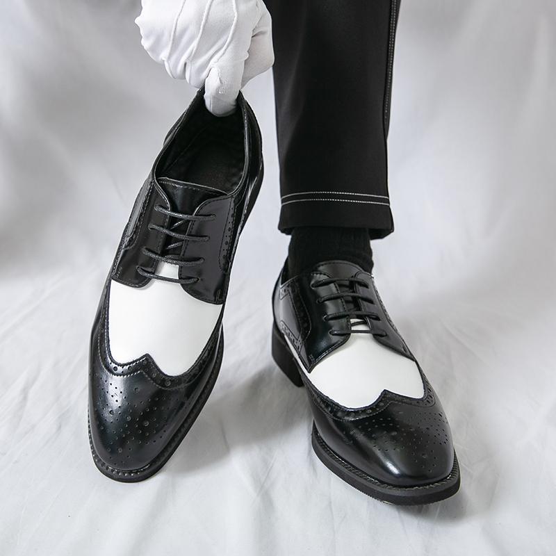 

Мужские броги дерби оксфорды коричневые черные кожаные формальные деловые туфли мужские туфли для смокинга свадьбы танцев больших размеров EU:38