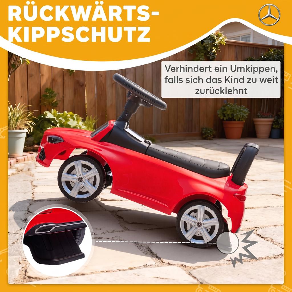 Official Mercedes-Benz Ride On Car, Foot To Floor Sliding Walker with Horn, Engine Sounds and Under-Seat Storage, Red