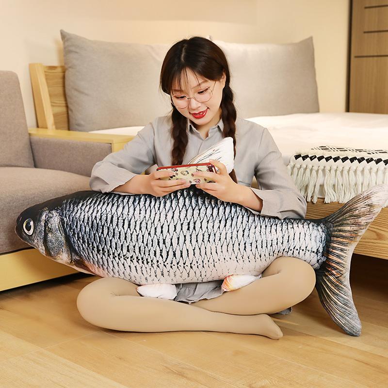 40cm 3D Simulation Fish Plush Toys Stuffed Soft Animal Crucian Carp Plush Pillow Creative Sofa Pillow Cushion Gift Kids Toy