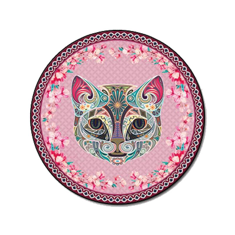 Bubble Kiss American Style Girl Room Round Carpet Pink Wild Cat Head Pattern Bedroom Rug Home Balcony Sofa Decor Floor Carpet