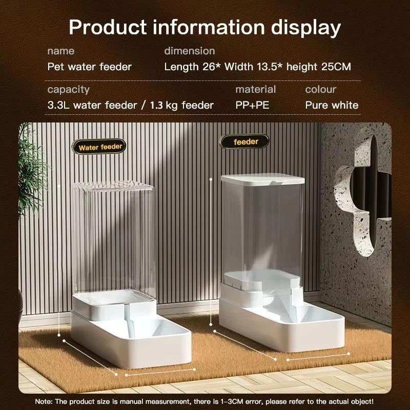 Automatic Cat Feeder & Water Dispenser with Gravity Food Storage Container for Cats and Dogs
