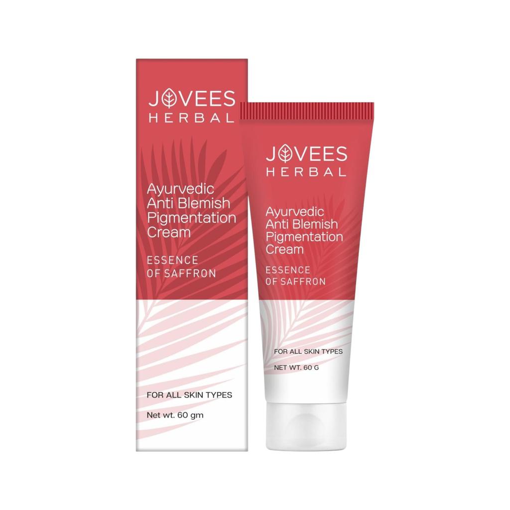 Jovees Herbal Anti Blemish Pigmentation Cream With Saffron Essence For Dark Spots Blemish Reduction Brightening And Even Skin Tone  60gm