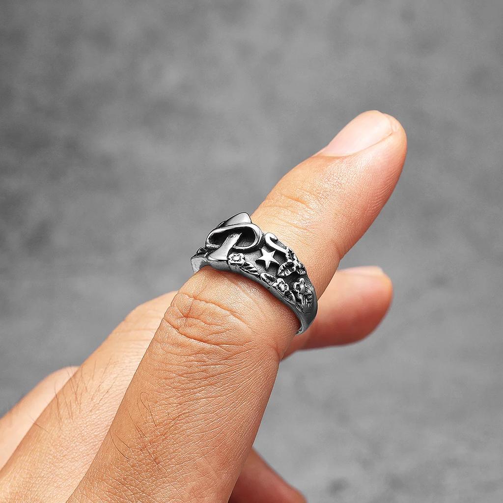 Mushroom Star Men Rings Stainless Steel Retro Punk New In Rock Women Jewelry Fashion Accessories Stranger Things Gift