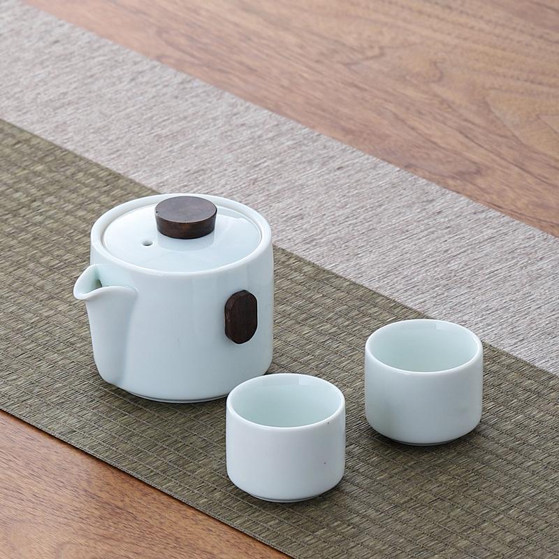 

Suet jade white porcelain side handle pot tea set gift box gift business gift