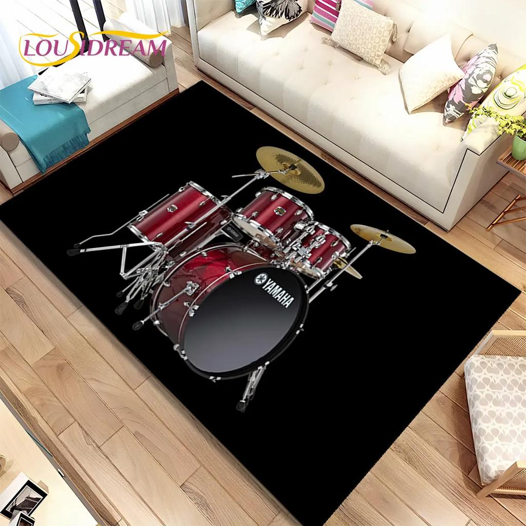 Drum Kit Music Drum Set Instruments Area Rug,Carpet Rug for Home Living Room Bedroom Sofa Doormat Decor,kids Non-slip Floor Mat