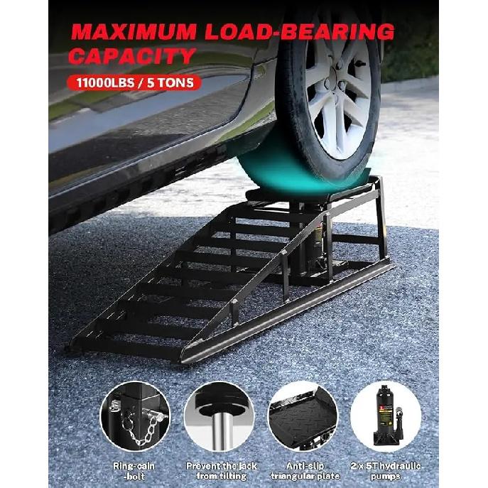1pcs  Hydraulic Car Ramps 5T 11000lbs Low Profile Car Lift Service Ramps Truck Trailer Garage, Height Hydraulic Vehicle Ramps