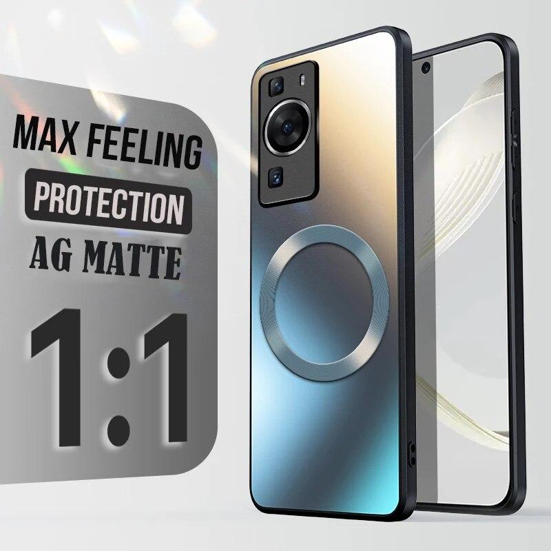 Funda Rígida de Silicona Mate AG para Huawei P60 P50 P40 P30 Pro P40pro Protectora Completa Esmerilada para Teléfono con Carga Inalámbrica Magnética