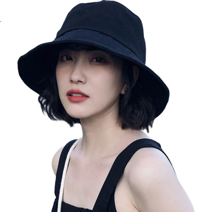 XUEXIMAN Solid Color Fisherman Hat Women Korean Style Versatile Japanese Sun Protection Sunshade Bucket Hat Slim Face Bare Face Hat