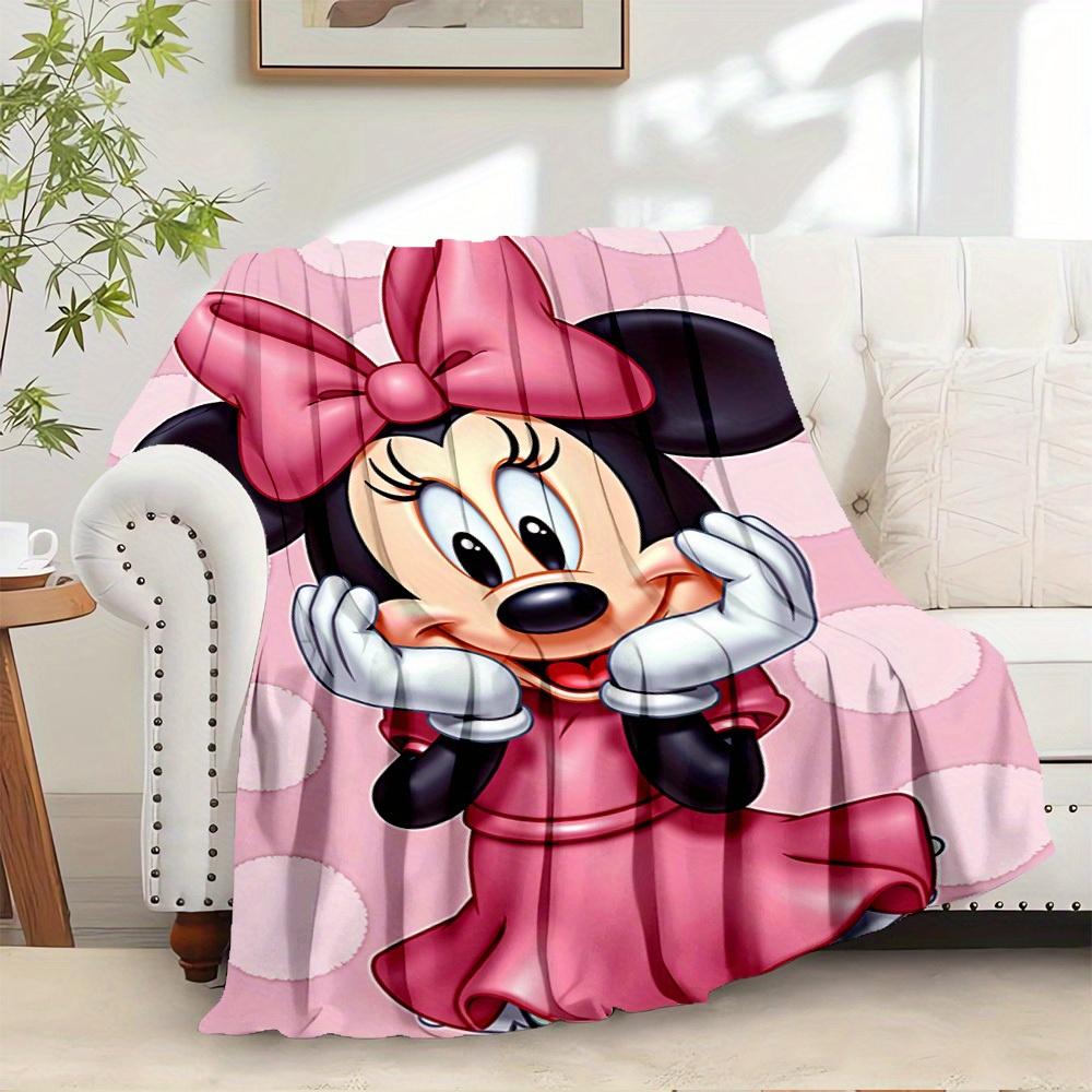 1pc Flannel Minnie Mouse Pink Polka Dot Bedding Throw Blanket Sofa Cover Gift Home Decor Lightweight Soft Warm 75x90cm