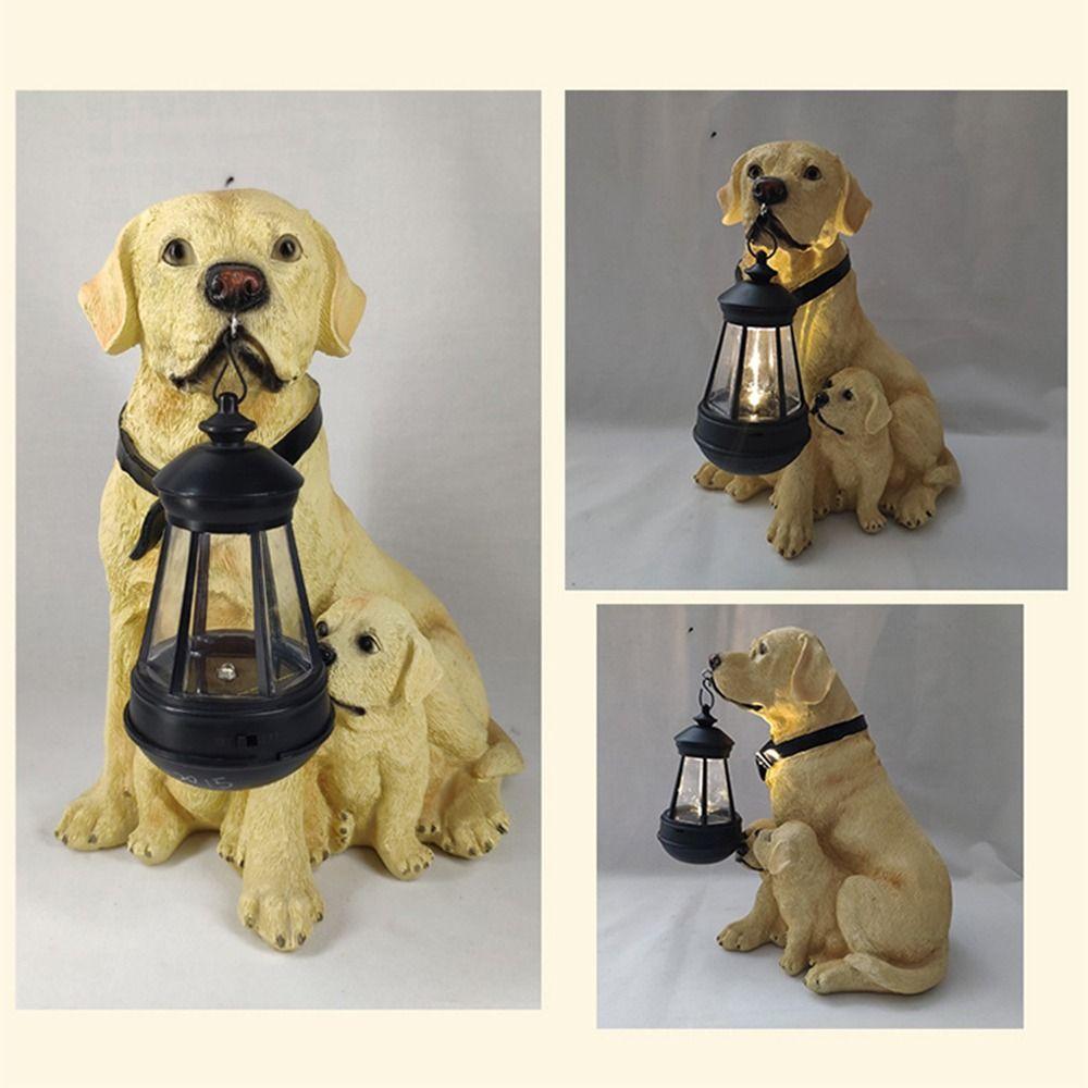 Rustic Design Solar Dog LED Light Creative Puppy Resin Light Resin Dog Sculpture  Outdoor Sculpture