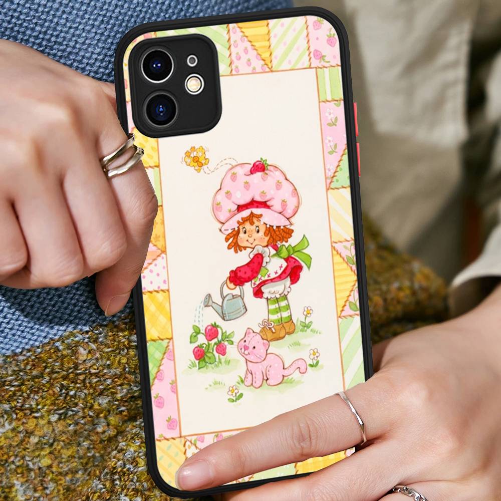 S-Erdbeerkuchen-Mädchen Für IPhone 16 Pro Max 15 14 13 12 11 XS MAX X Plus Bonbonfarbe Mattes TPU Handyhülle