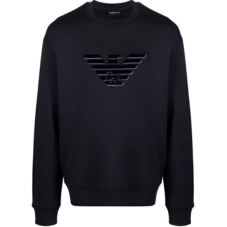 Emporio Armani Effen Kleur Casual Logo Print Losse Sweater Heren sweater Zwart 6K1M93-1JQNZ-0980 L