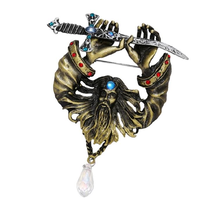 Spille Brooch Pirata Vintage con Spade Cristalli Spille da Bavero Gioielli per Feste di Vacanza Compleanno Spille per Completi Camicie