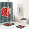 Christmas Toilet Four-Piece Floor Mat Bathroom Non-Slip Door Mat Shower Room Absorbent Carpet
