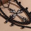 Punk dark wind cross pendant necklace design sense stacked collarbone chain jewelry