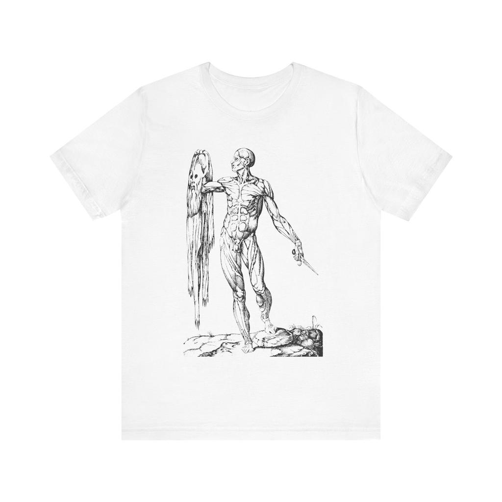 The Skinless Unisex Andreas Vesalius Art Vintage Creepy Tshirt Horror Shirt Medical Spooky Anatomy Jersey Short Sleeve Tee