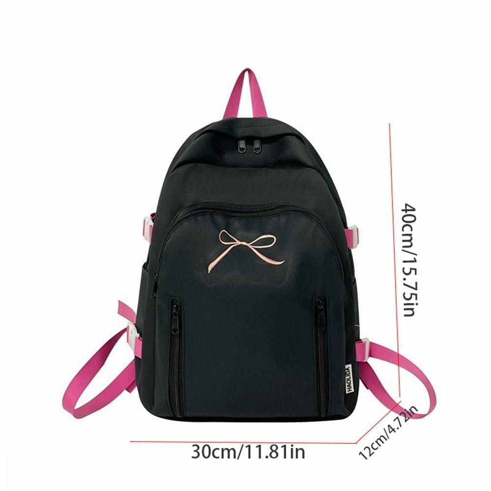 Large Capacity Bow Backpack Solid Color Korean Style School Bag Student Schoolbag  Travel Backpack