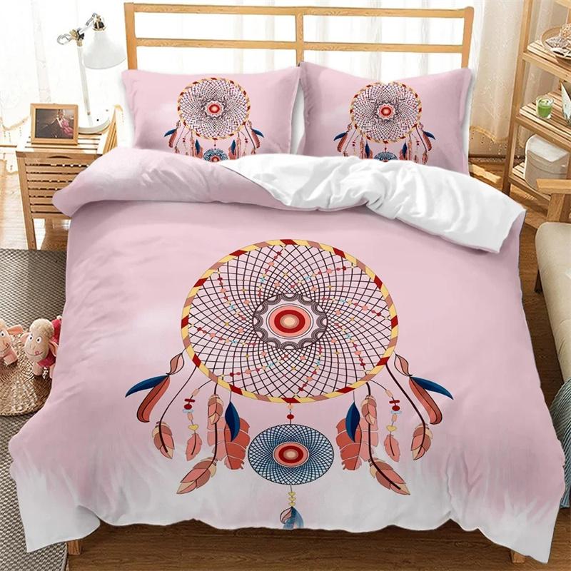 White Coloured Dreamcatcher Bedding Set For Girls Adults Ethnic Mandala Duvet Cover Bohemian Style Quilt Cover Dream Catcher