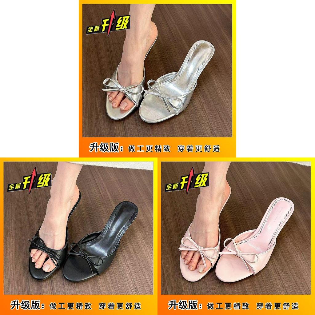 French Mules Slip On Shoes With Pu Upper And Pointed Toe For Casual Wear