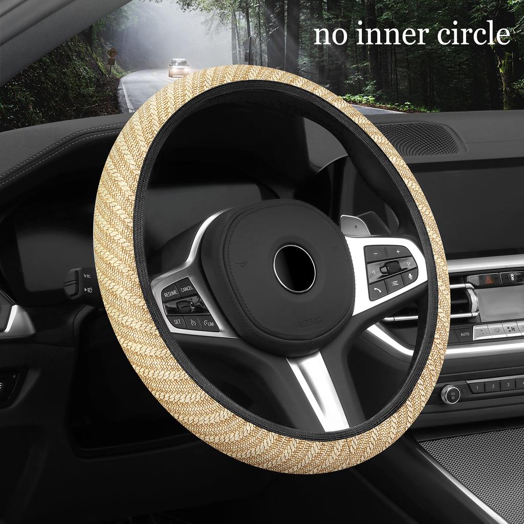 Car Steering Wheel Cover No Inner Ring Breathable Car Steering Wheel Cover Mesh Cloth All-Season Comfortable Auto Accessory