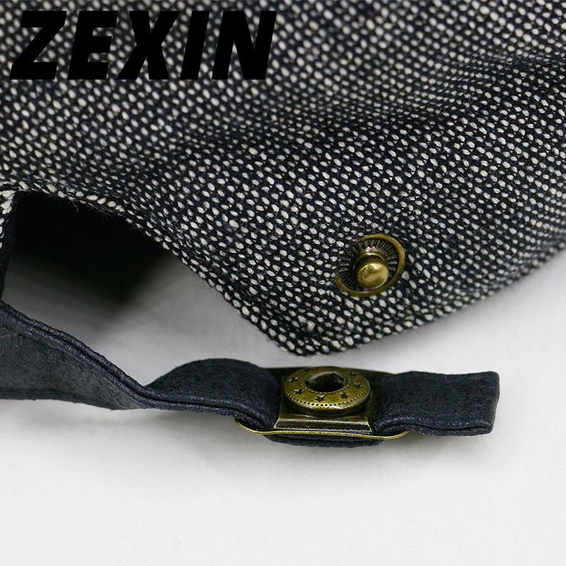 ZEXIN Spring, Autumn and Winter Solid Colour Warm Cotton and Linen Breathable Beret Men and Women Casual Simple Retro Matching Duck Tongue Cap