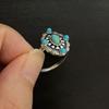 Used Turquoise ring size 16 ring vintage antique silver color Indian jewelry Mexican jewelry