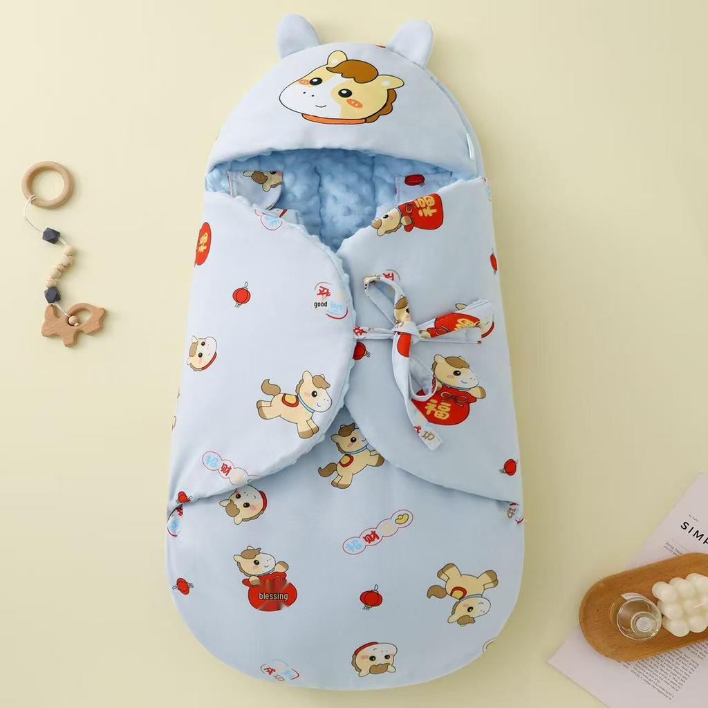 Newborn Anti-Kick Swaddle Sleeping Bag - Pure Cotton Winter/Autumn Thickened Baby Receiving Blanket