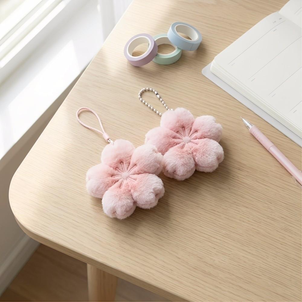 Sweet Plush Flower Keychain Friendship Fluffy Flower Pendant Cherry Blossom Pendant  Decoration
