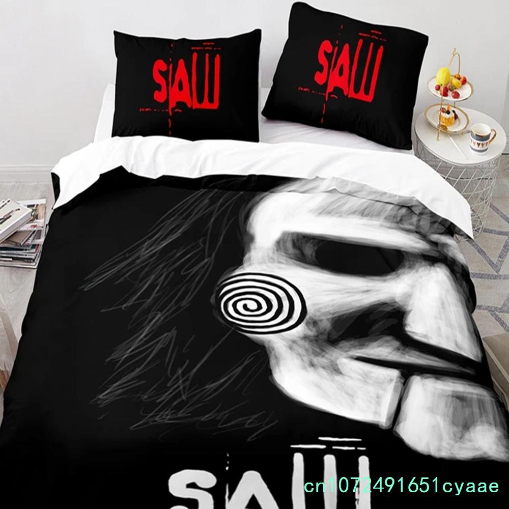 Horror Saw Movie Bedding Set Boys Girls Twin Queen Size Duvet Cover Pillowcase Bed Kids Adult Fashion Home Textileextile