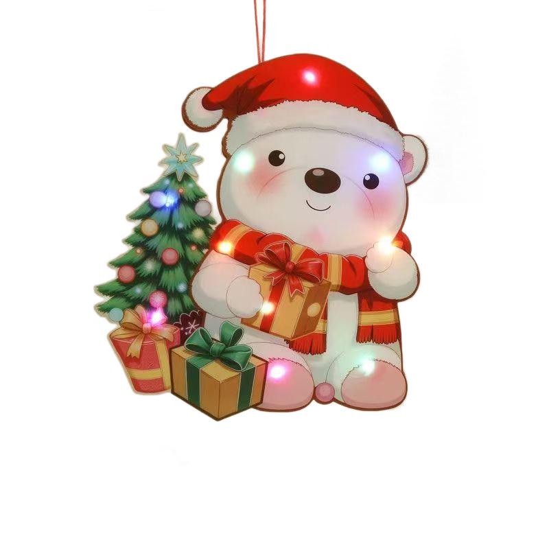 New Christmas Glowing Ornaments: Santa, Deer & Polar Bear Lights for Door Hanging & Scene Decoration