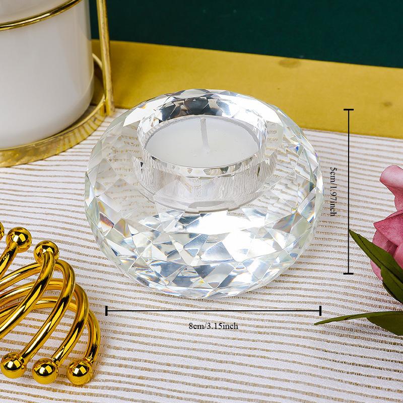 K9 Crystal Glass Tealight Candle Holder Geometric Faces Crystal Ball Clear Candlesticks Candlelight Dinner Romantic Decoration