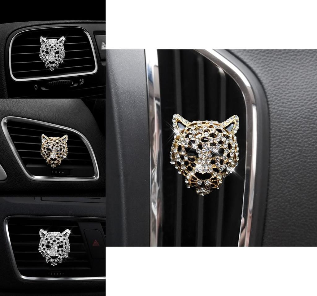 Neuer Leopard Auto-Lüftungsschlitz Parfüm Aromatherapie Clip Mit Diamant Leopardenkopf Personalisierte Auto-Innenraumdekoration