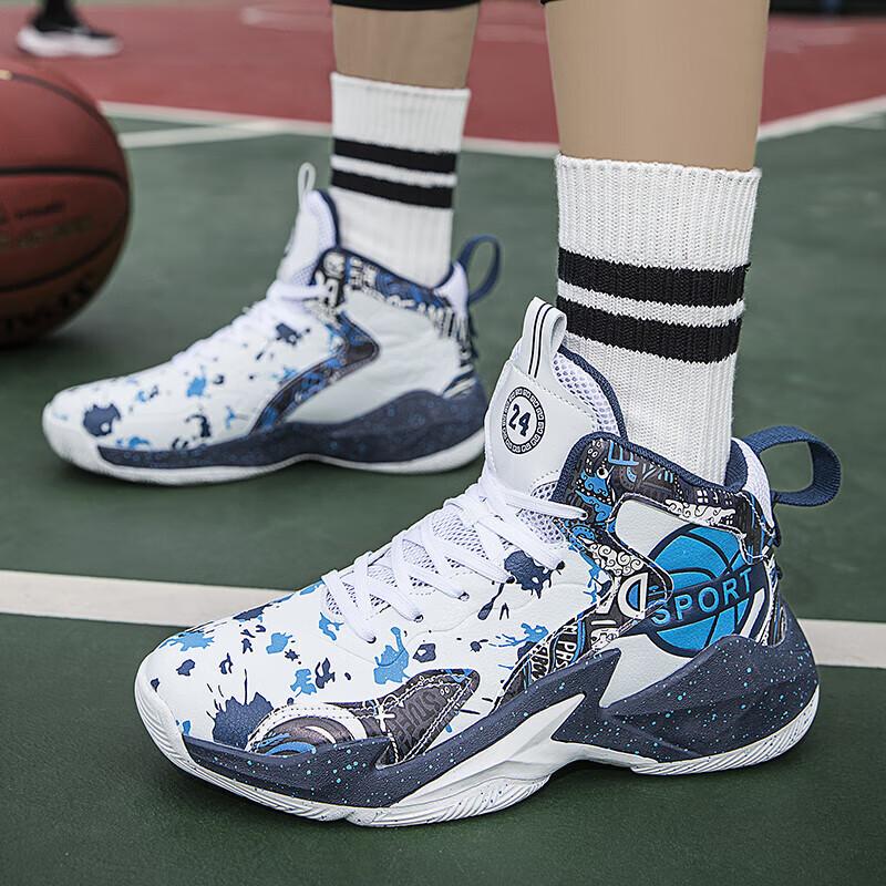 Guochao Men's Shoes 2025 Summer Actual Combat Friction Sound High-top Basketball Sports Shoes Breathable Shock Absorption Children's Running Shoes