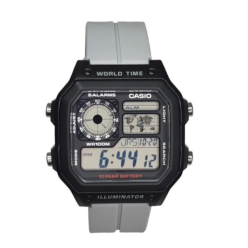 CASIO Unisex YOUTH Black Watch AE-1200WH-1A(Watch3--) Black Block Gray Black