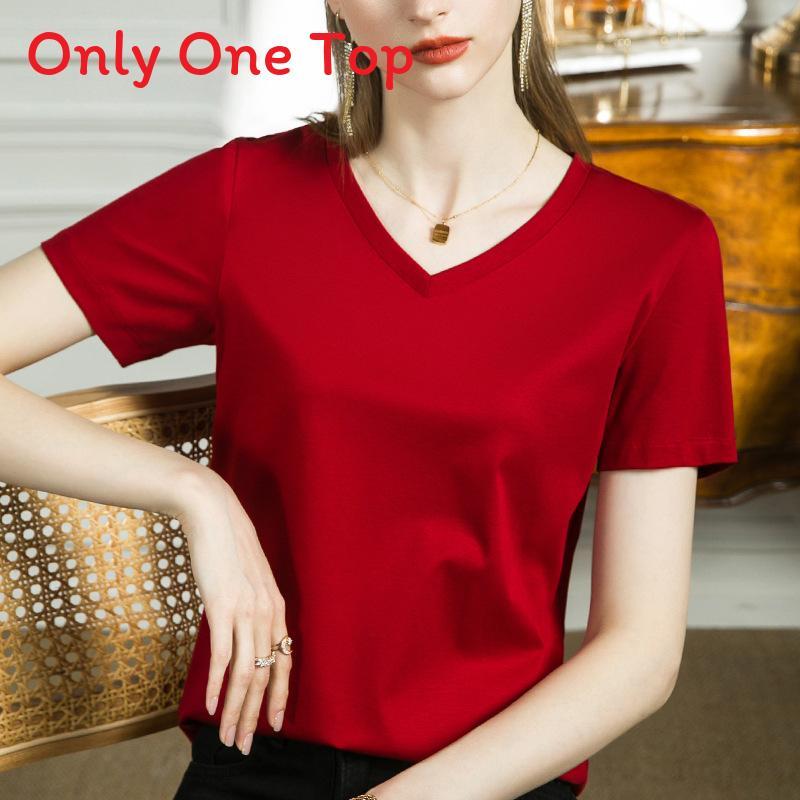 Silk Cotton T Shirt For Women With V Neck And Slim Fit For Casual Wear