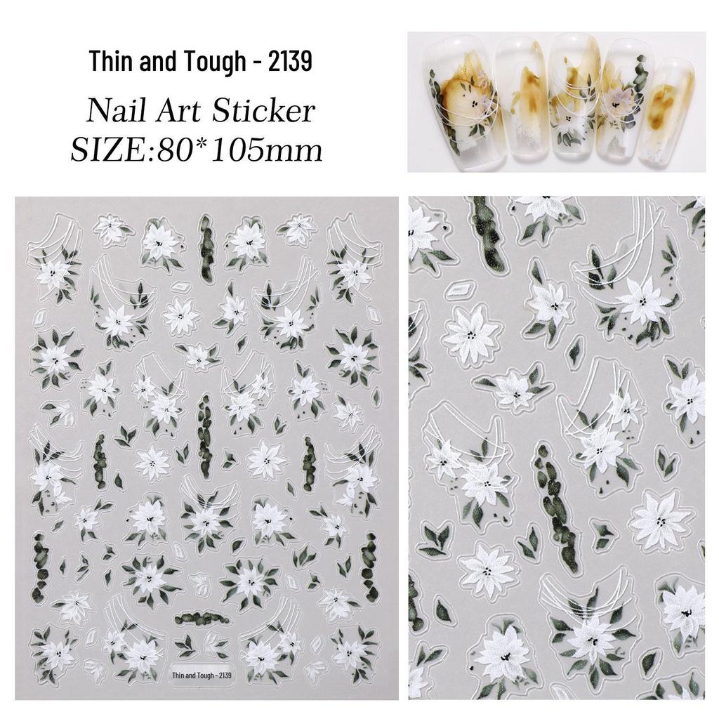 Spring/Summer Daisy Nail Art Stickers – Flat Back Adhesive, Hand-Painted Style for DIY Nail Decoration