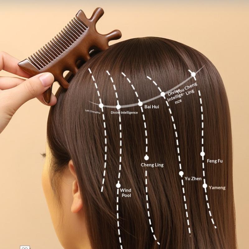 Head Body Massager Neck Face Health Care Massage Tool Meridian Scalp Four-In-One Sandalwood Comb Massage Acupoint Nose Scraper