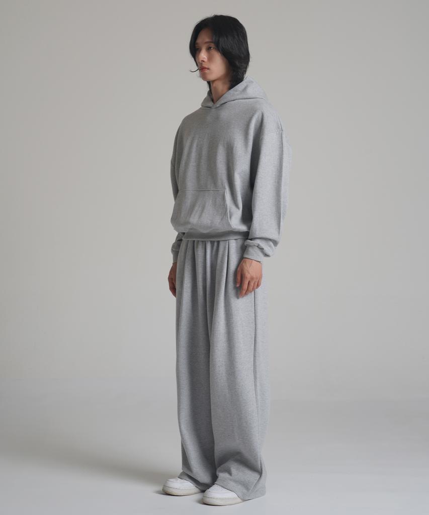 Noming One-Pleat Wide Sweatpants - Gray