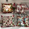 Christmas Pillow Cover Holiday Decoration Home Sofa Cushion Pillow Cover 4-piece Set