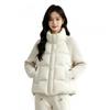 Womens Short Stand Collar Knit Panel Puffer Jacket Winter Warm Loose Cotton Coat