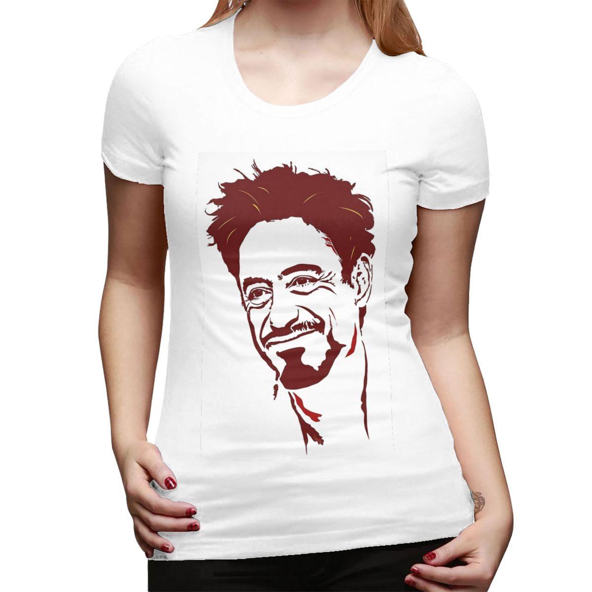 

Robert Downey Jr TShirt for Women Round Neck Streetwear T Shirts Womens Short Sleeve Summer Clothes Tops S