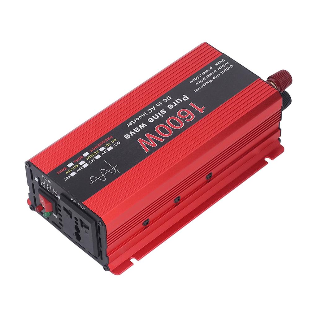 Reiner Sinuswellen-Wechselrichter 1600W Schützende Aluminiumlegierung Solar Outdoor Auto Wechselrichter für Schiff DC12V zu AC220V