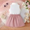 Baby Girls Sleeveless Collared Dress with Pleated Ruffle Accent, Stylish Party Outfit