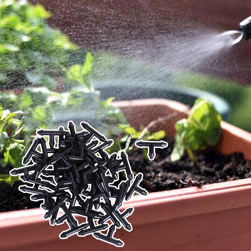 50pcs 3/5 Micro Drip Pipe Connector Plastic Irrigation Barbed Connectors Universal Portable Lightweight for Watering Systems