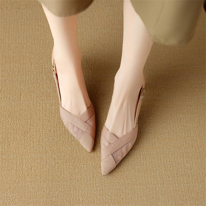 Fashion New Summer Sandals Pointed Toe Sandals for Women High Heels Fashion Minimally Styled Mesh Cover Toe Sandals Ladies Shoes Women