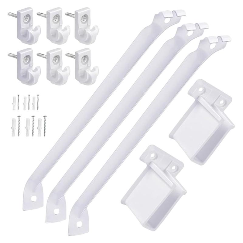 

Sturdy 12Inch Wire Shelf Brackets Set with 6 Clip and 2 End Brackets Portable Accessory for Bedroom Living Room Garage 1